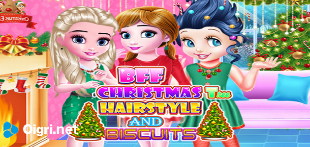 Bff capelli e biscotti con un albero di Natale